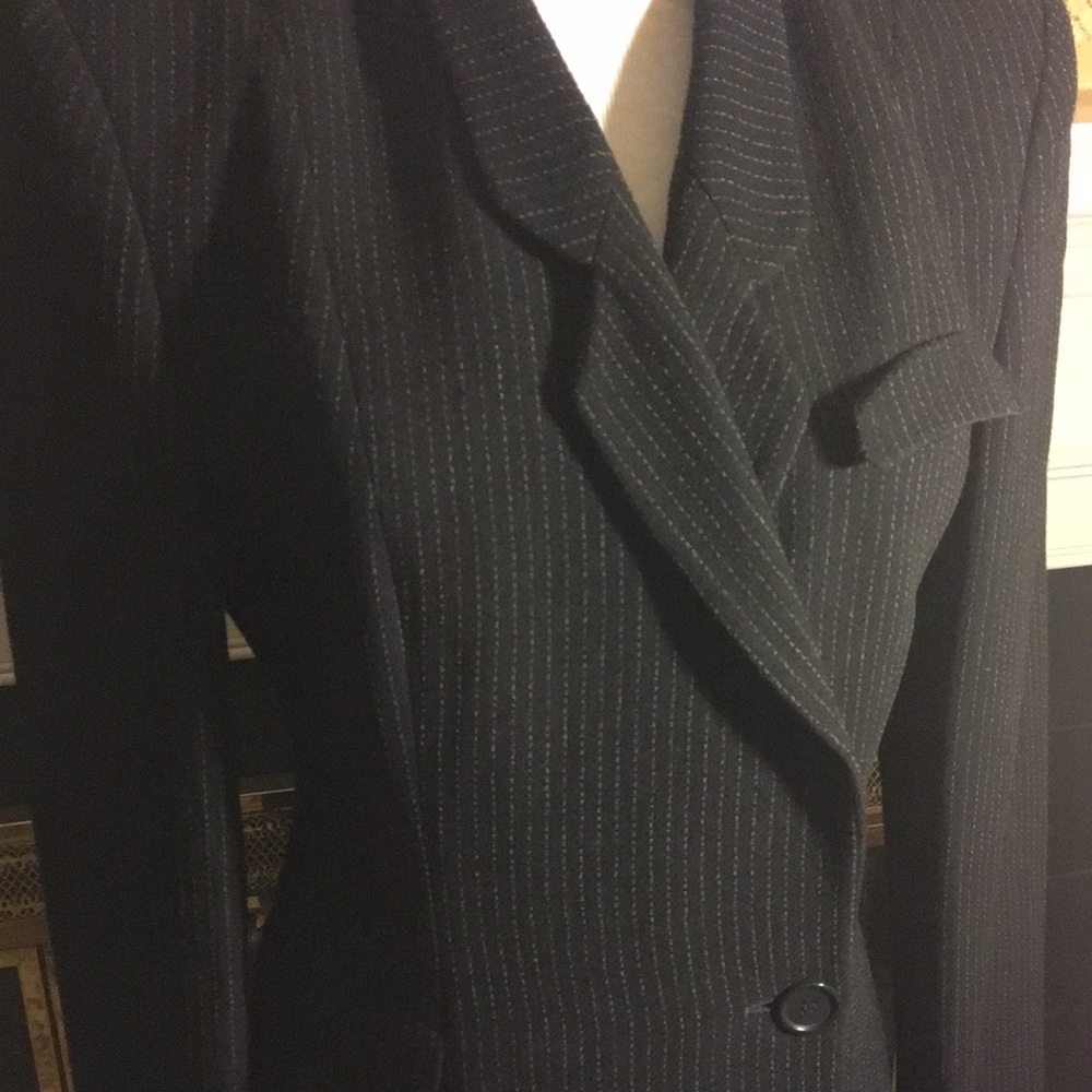 Emporio Armani 2-pc navy pin-dot stripe suit in size 40.